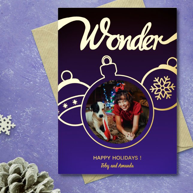 Carte De Vœux En Aluminium Festive Ornaments Photo Gold (Créateur téléchargé)