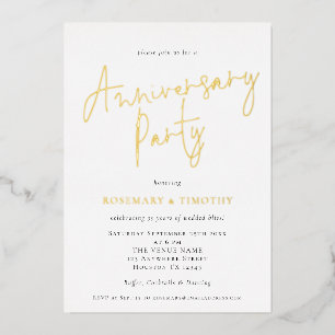 Carte De Vœux En Aluminium Fête de mariage élégant script Anniversaire