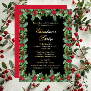 Carte De Vœux En Aluminium Fête de Noël Elegant Holly et Berries