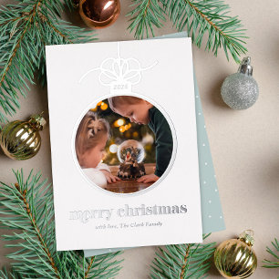 Carte De Vœux En Aluminium Fête de Noël Photo en Ornement de Noël Bleu Clair 