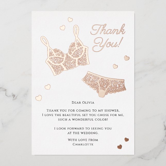 Carte De Vœux En Aluminium Fête des mariées de lingerie Merci (Recto)