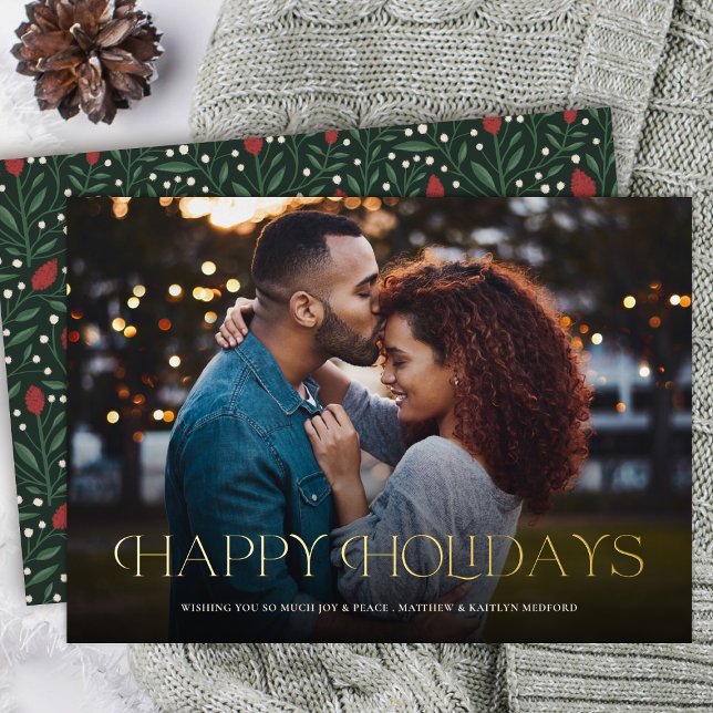 Carte De Vœux En Aluminium Fêtes Simples Élégantes Florales Joyeuses (Créateur téléchargé)