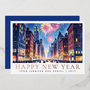 Carte De Vœux En Aluminium Feux d'artifice du Nouvel An à New York à l'aquare