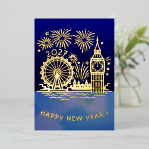 Carte De Vœux En Aluminium Feux d'artifice personnalisés 2027 Londres Nouvel
