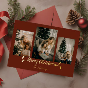 Carte De Vœux En Aluminium Feux de Noël Rouge 3 Photo