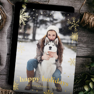 Carte De Vœux En Aluminium Flamme de neige moderne Famille Noël 2024 Photo