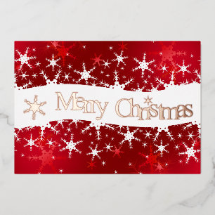 Carte De Vœux En Aluminium Flammes de neige rouges d'hiver de Noël