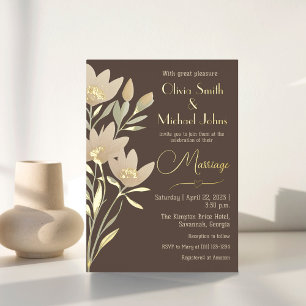 Carte De Vœux En Aluminium Fleur sauvage Chocolat et crème Faire-part de mari