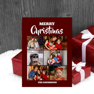 Carte De Vœux En Aluminium Fleur Wreath Élégante photo de Noël de famille