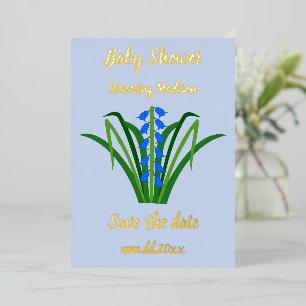 Carte De Vœux En Aluminium Fleurs Bleuet Bébé Garçon Printemps Baby Shower