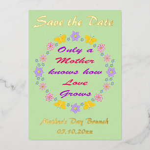 Carte De Vœux En Aluminium Fleurs et Papillons de la Fête des Mères Réservez 