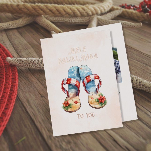 Carte De Vœux En Aluminium Flip Flop de Noël Hawaii Way (Créateur téléchargé)