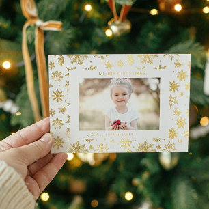 Carte De Vœux En Aluminium Flocon de neige en or tiré à la main Photo de Noël