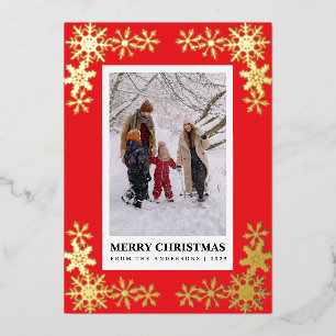 Carte De Vœux En Aluminium Flocons de neige élégants et minimalistes Noël Fam
