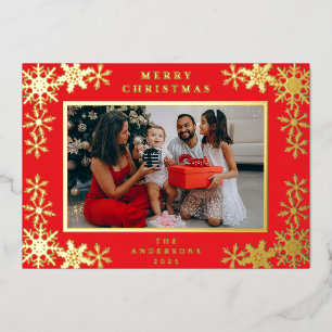 Carte De Vœux En Aluminium Flocons de neige élégants minimalistes Noël Famill