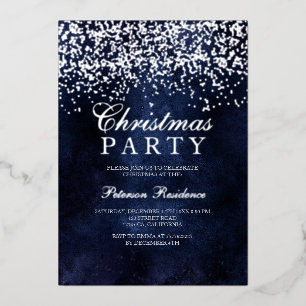 Carte De Vœux En Aluminium Flocons de neige en confettis argentés Noël bleu m