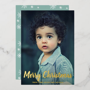 Carte De Vœux En Aluminium Flocons de neige mignons et ludiques Photo Noël mo