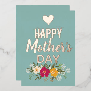Carte De Vœux En Aluminium Floral Happy Mother's DayRose Gold