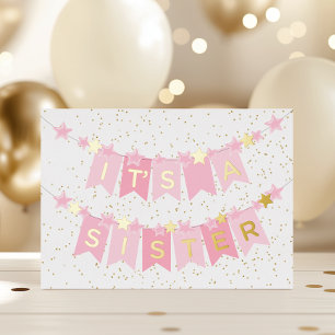 Carte De Vœux En Aluminium Foil Card de Félicitations pour bébé soeur