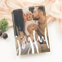 Foil Joyful Brossé Script Famille de photos vacanc
