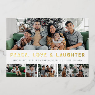 Carte De Vœux En Aluminium Foil Paix, Amour & Rire MultiPhoto Holiday