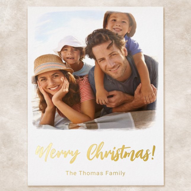 Carte De Vœux En Aluminium Foil Photo Christmas Card Modèle aquarelle (Créateur téléchargé)