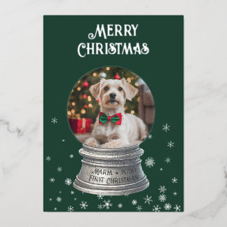 Carte De Vœux En Aluminium Foil Snow Globe Photo Holiday Card