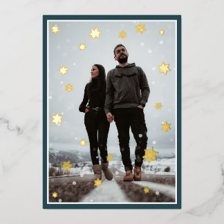 Carte De Vœux En Aluminium Foil Snowflake & Nuit d'hiver calme