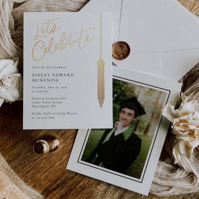 Carte De Vœux En Aluminium Foil Tassel Grad Party Graduation fiche d'invitati (Créateur téléchargé)