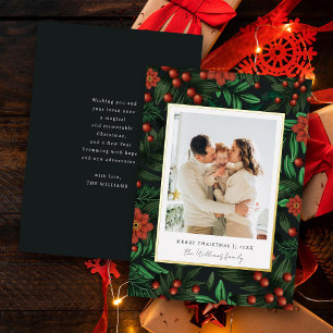 Carte De Vœux En Aluminium Foliole d'hiver Holly Berries Joyeux Noël Photo