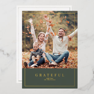 Carte De Vœux En Aluminium Forêt vert feuille d'or Thanksgiving photo de la f