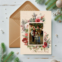 Frohe Weihnachten Photo Floral Foil Allemand