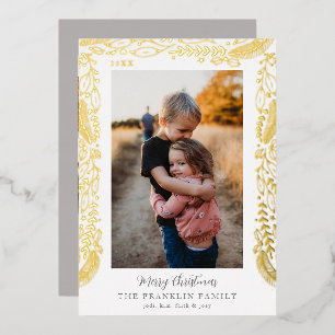 Carte De Vœux En Aluminium Frontière de verdure festive Photo