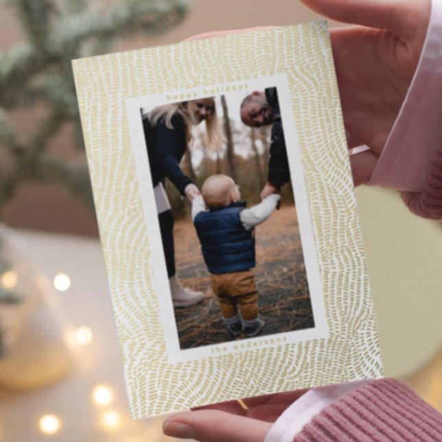 Carte De Vœux En Aluminium Fun moderne Gold White Joyeux Noël Frontière Photo (Créateur téléchargé)