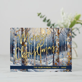 Carte De Vœux En Aluminium Fun Retro Abstract Winter Snow Wonderland Art Gold