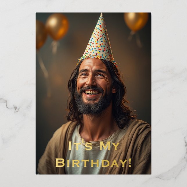 Carte De Vœux En Aluminium FUNNY Christmas Card Jesus Birthday - Holiday Card (Recto)
