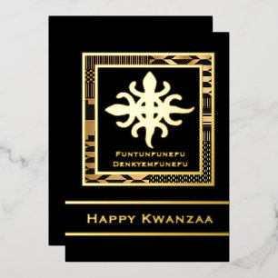 Carte De Vœux En Aluminium Funtunfunefu Denkyemfunefu Happy Kwanzaa