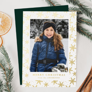 Carte De Vœux En Aluminium Galets de neige dorés Photo Gold