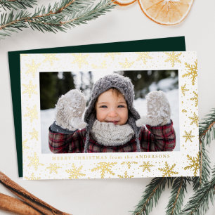 Carte De Vœux En Aluminium Gilded Snowflakes Photo Gold