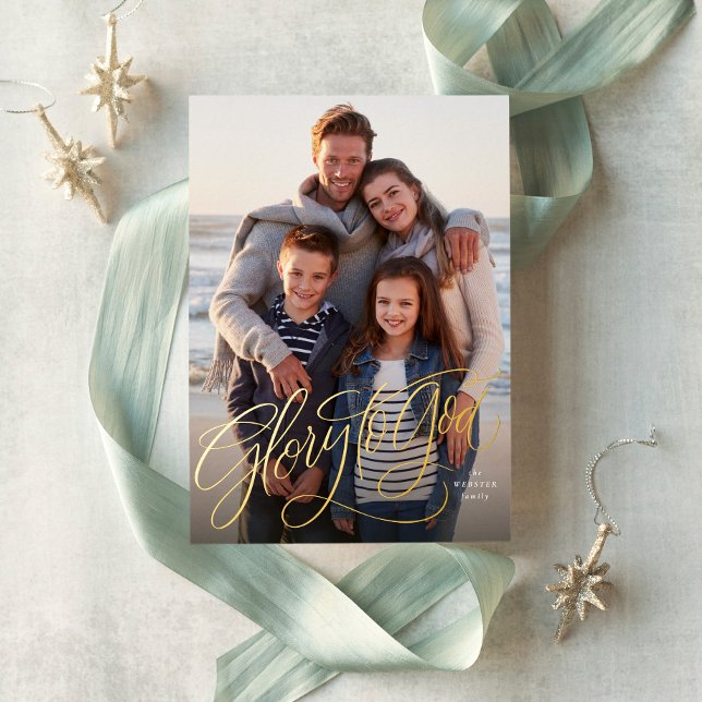 Carte De Vœux En Aluminium Gloire à Dieu élégante photo religieuse Noël (Créateur téléchargé)