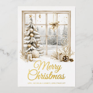 Carte De Vœux En Aluminium Gold Christmas Window Foil Holiday Card