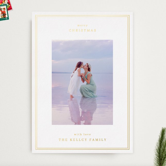 Carte De Vœux En Aluminium Gold Elegant Cadres simples Photo Noël (Créateur téléchargé)