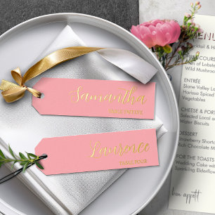 Carte De Vœux En Aluminium Gold Foil Berry Pink 8 Mariage Nom du lieu Tags