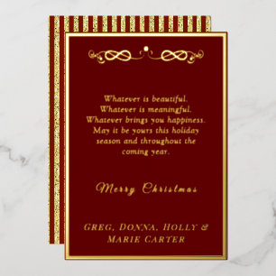 Carte De Vœux En Aluminium Gold Foil Joyeux Noël