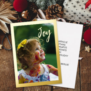 Carte De Vœux En Aluminium Gold Foil Photo Noël Joyeux Noël