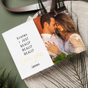 Carte De Vœux En Aluminium Gold Foil Valentines Day Funny Love You Photo Name