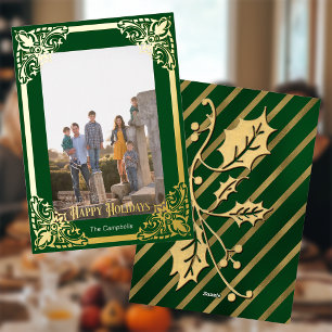 Carte De Vœux En Aluminium Gold Frame Happy Holidays Photo