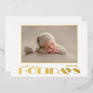 Carte De Vœux En Aluminium Gold Happy Holidays Photo
