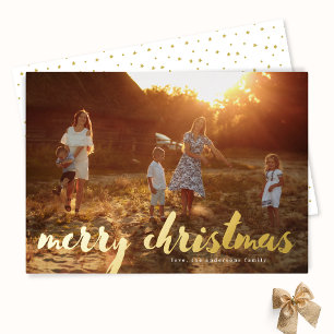 Carte De Vœux En Aluminium Gold Joyeux Noël Lettres de famille Photo