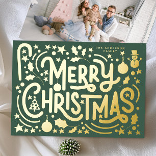 Carte De Vœux En Aluminium Gold Joyeux Noël Lettres retour